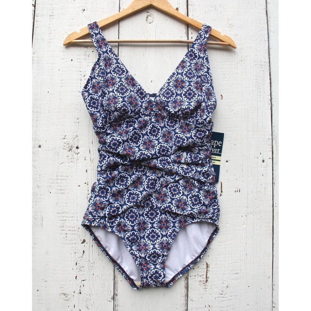 Shape Solver Multicolor Tummy Control One-Piece Swimsuit Women's Sz 8 US 38 EU